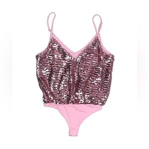 H:ours Metallic Pink Sequin ‘Mila’ Bodysuit Women, Small - Excellent Condition